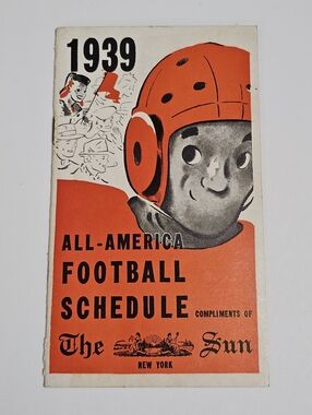 The New York Sun Newspaper 1939 All America Football Schedule College Booklet